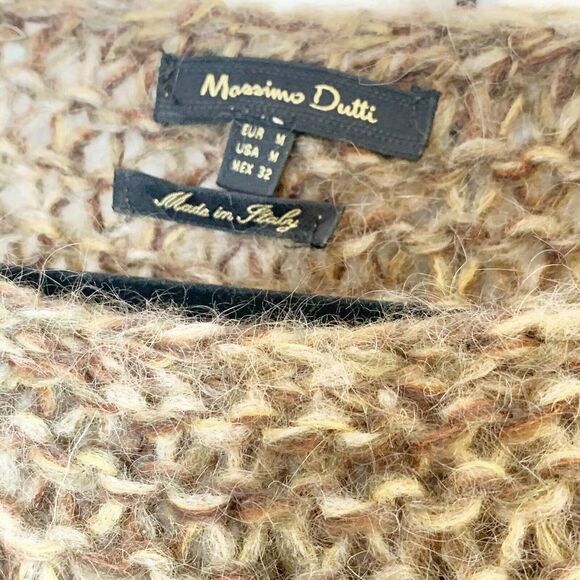 MASSIMO DUTTI Made in Italy Tan Oversized Chunky Knit Mohair Sweater US Medium - Picture 4 of 10